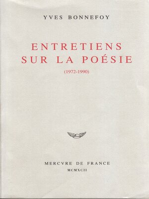 cover image of Entretiens sur la poésie (1972-1990)